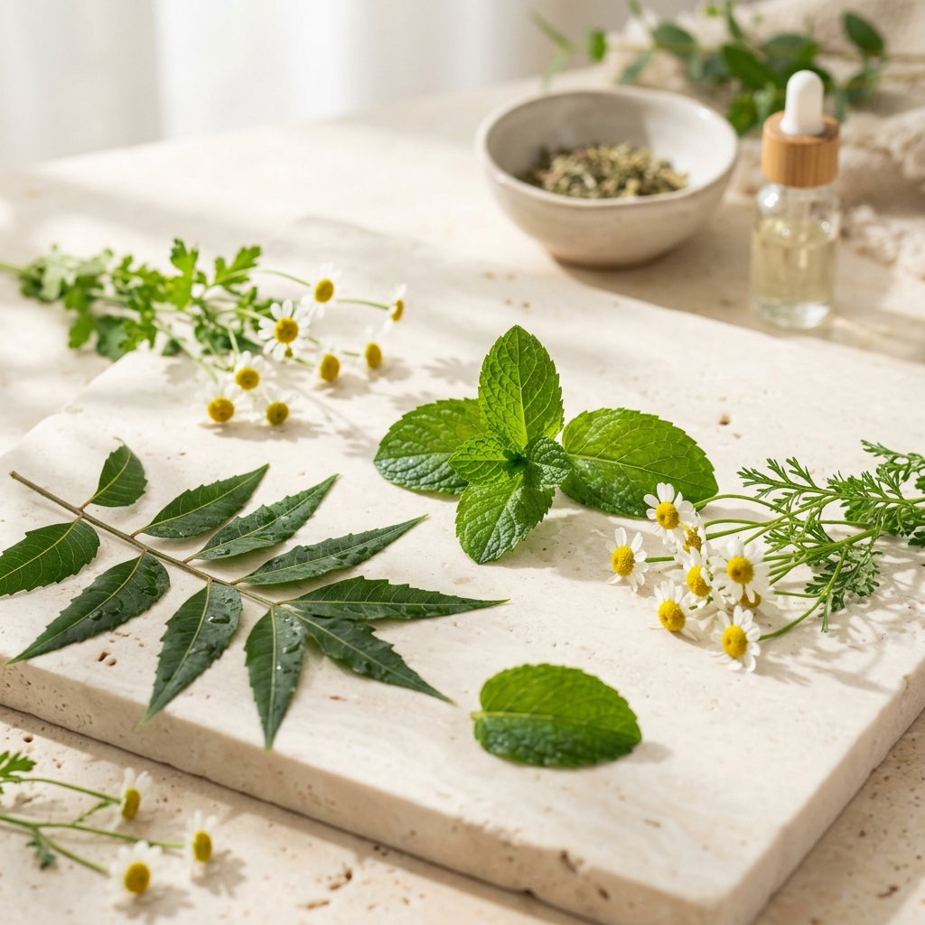 Aesthetic herbal wellness background